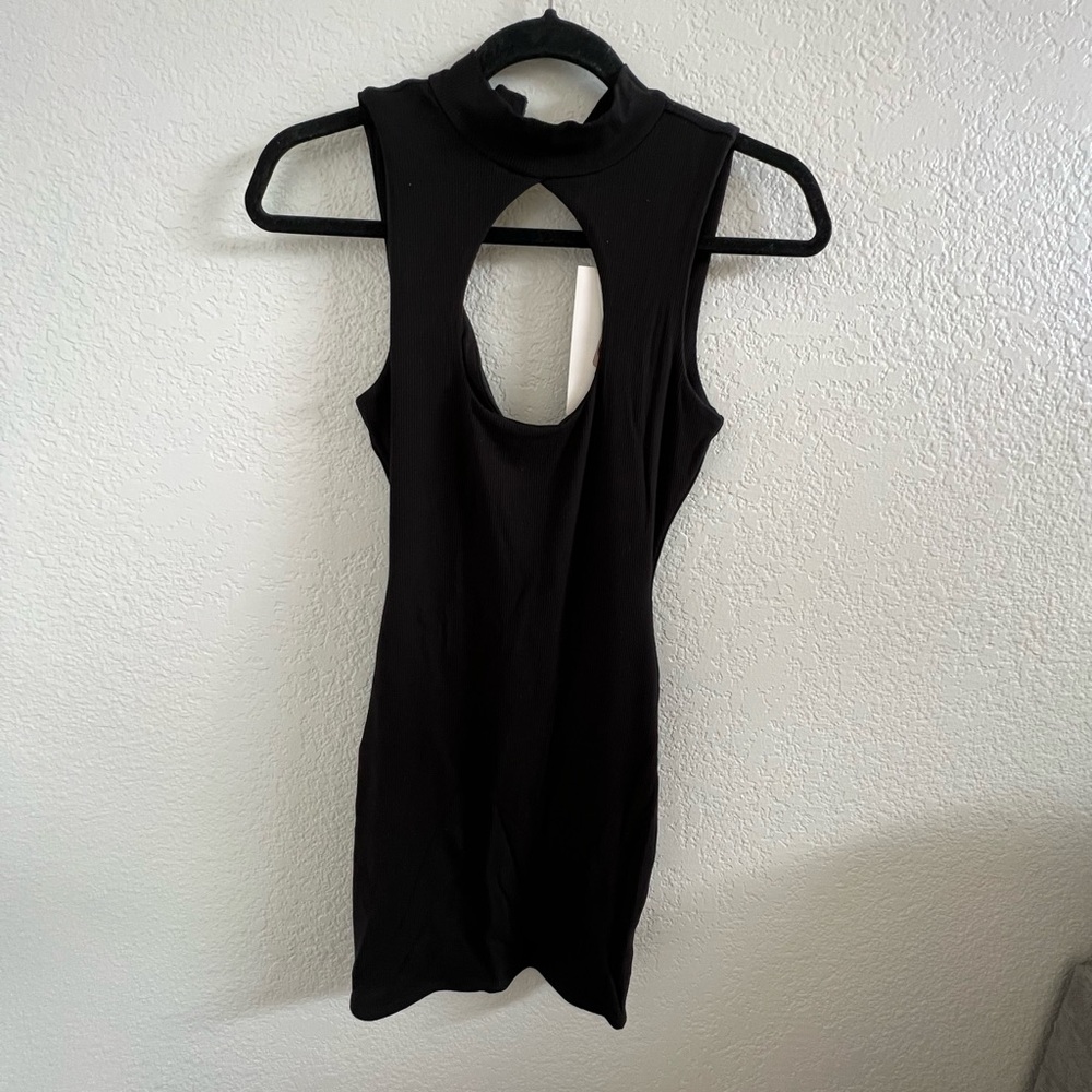 Naked Wardrobe Black mini keyhole dress - medium